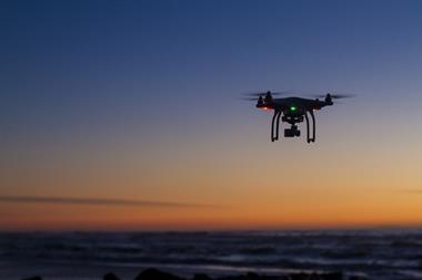 Drone ocean sunset